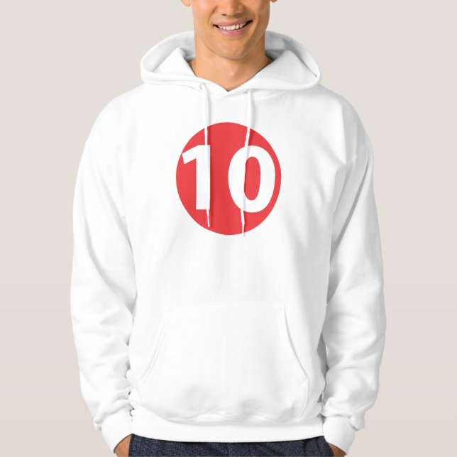 Moletom Com Capuz Número dez vermelho (Frente)