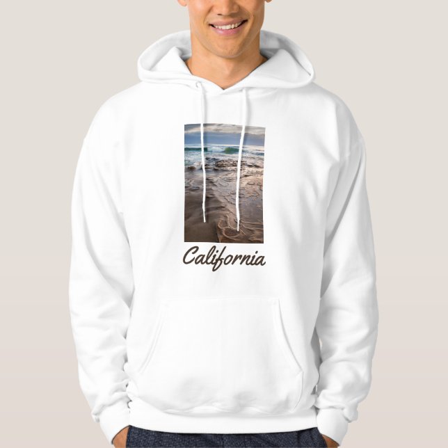 Moletom Com Capuz Onda quebrando na praia, Califórnia (Frente)