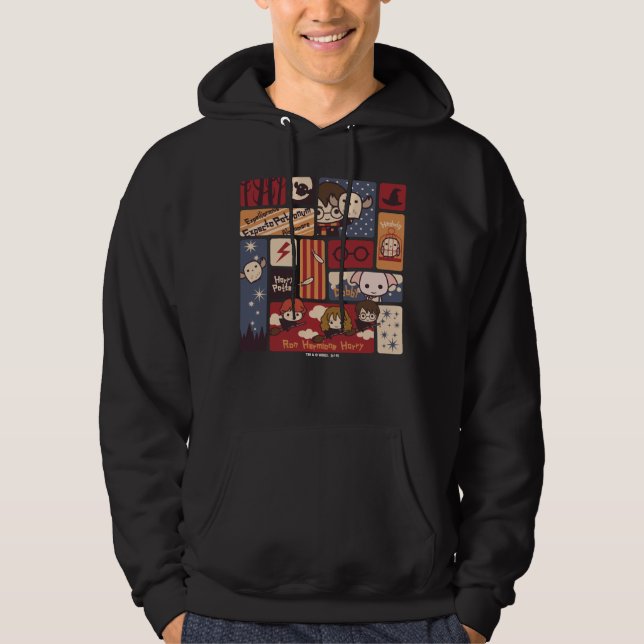 Moletom Com Capuz Padrão de Cenas de Desenho do Harry Potter (Frente)