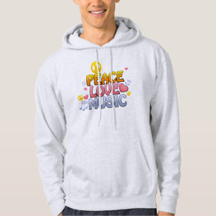 Moletom Com Capuz Paz, amor, capuz musical
