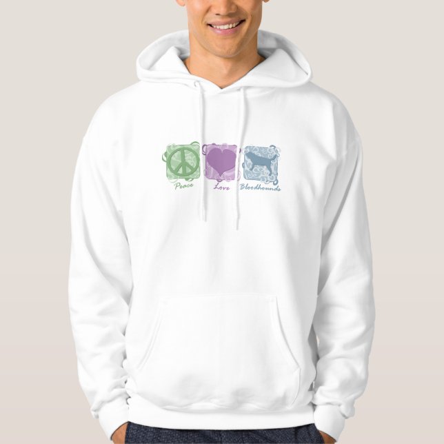 Moletom Com Capuz Paz, amor, e Bloodhounds Pastel (Frente)