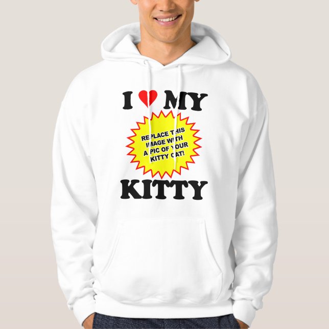 Moletom Com Capuz PERSONALIZÁVEL Eu Amo Meu Gatinho (Frente)