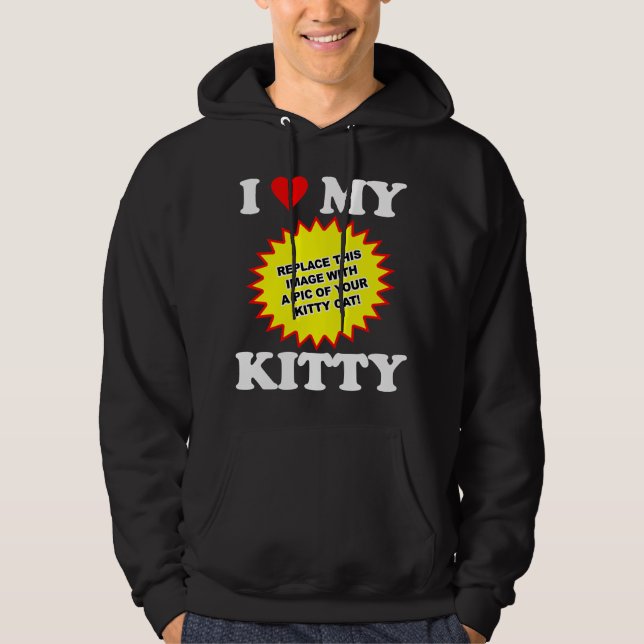 Moletom Com Capuz PERSONALIZÁVEL Eu Amo Meu Gatinho (Frente)