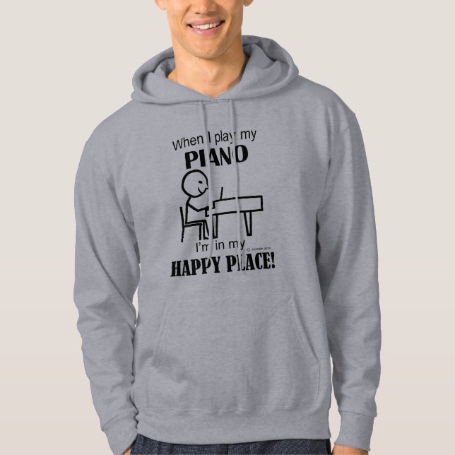 Moletom Com Capuz Piano Happy Place (Frente)