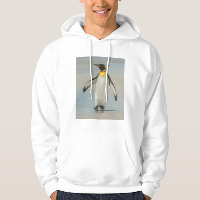 Moletom Com Capuz Pinguim caminhando na praia (Frente)