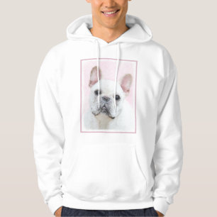 Moletom Com Capuz Pintura de Bulldog Francês (Cream/Branco) - Arte 