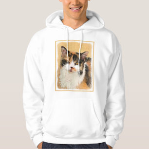 Moletom Com Capuz Pintura De Gato Calico - Arte De Gato Original Bon