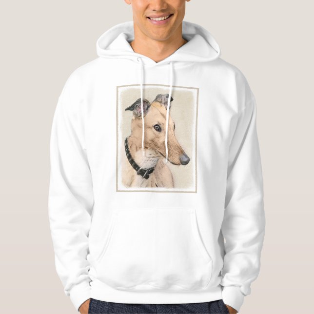 Moletom Com Capuz Pintura de Greyhound - Arte de Cachorro Original (Frente)