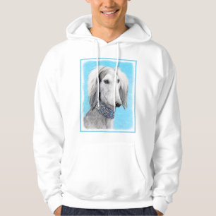 Moletom Com Capuz Pintura de Saluki (Prata) - Arte de Cachorro Origi