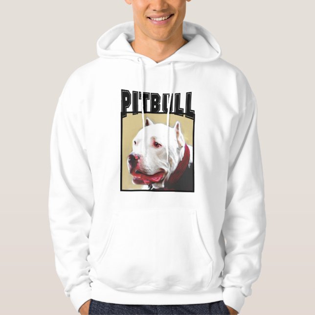 Moletom Com Capuz Pitbull branco (Frente)