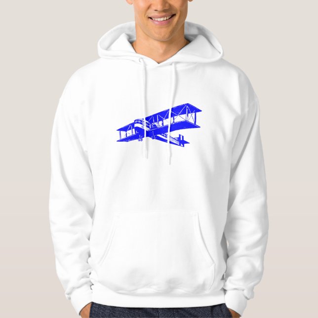 Moletom Com Capuz Plano de Vintagem - Azul (Frente)