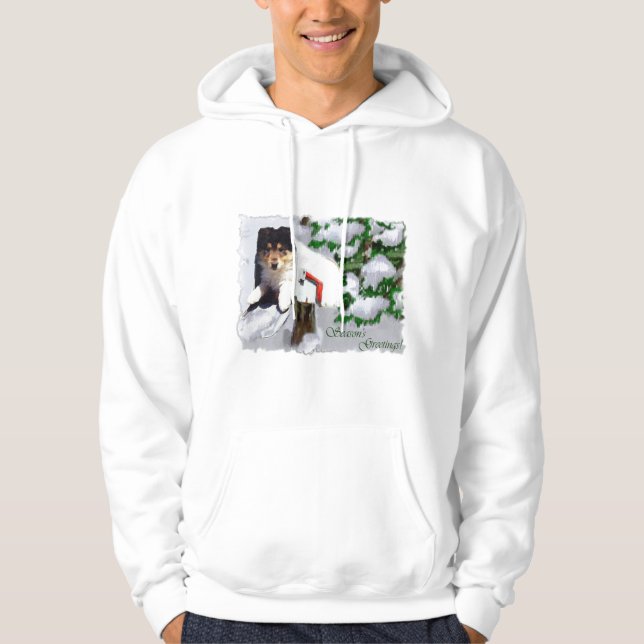 Moletom Com Capuz Presentes de Natal de Collie Tripla Collie (Frente)