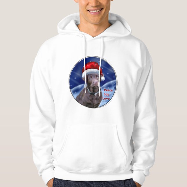 Moletom Com Capuz Presentes de Natal para Labrador de Chocolate (Frente)