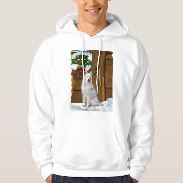 Moletom Com Capuz Presentes de Natal Samoyed (Frente)