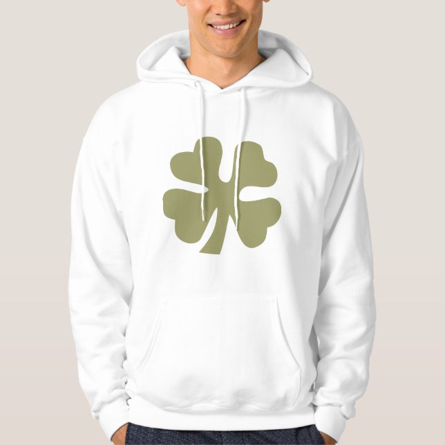Moletom Com Capuz Quatro Folhas de Folha - Khaki (Frente)
