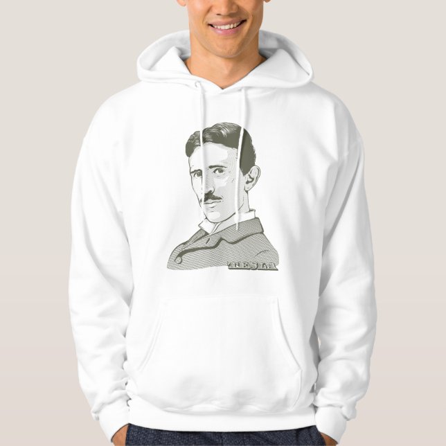 Moletom Com Capuz Retrato de Nikola Tesla (Frente)