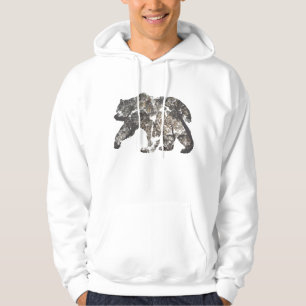 Moletom Com Capuz Silhueta com árvores, natureza selvagem do urso