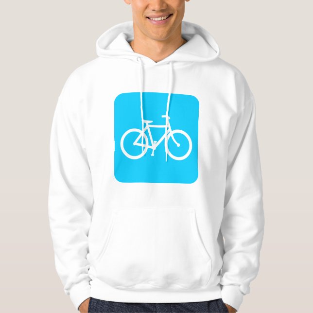 Moletom Com Capuz Sinal de Bicicleta - Azul Céu (Frente)