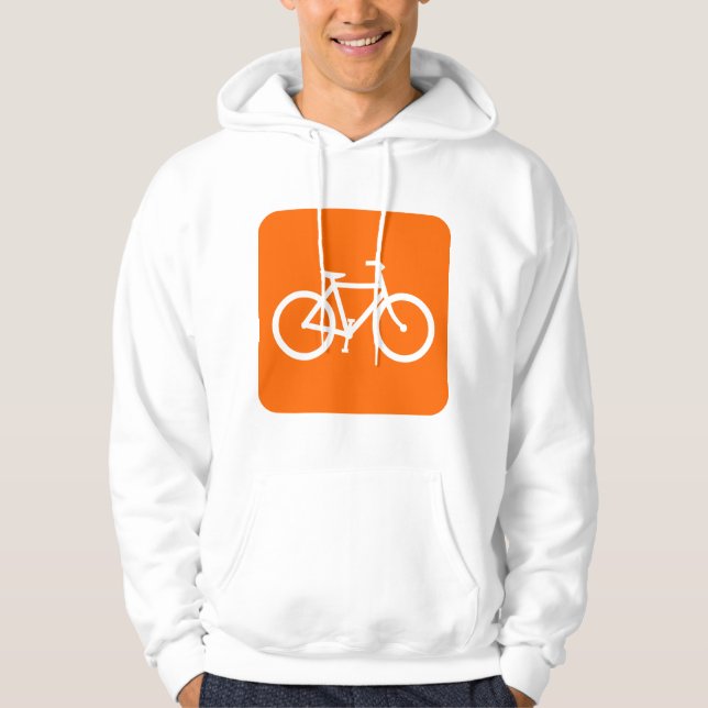 Moletom Com Capuz Sinal de Bicicleta - Branco (Frente)