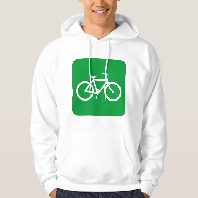 Moletom Com Capuz Sinal de Bicicleta - Verde de Grama (Frente)