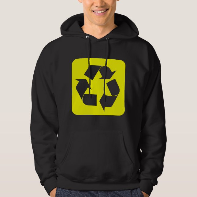 Moletom Com Capuz Sinal de reciclagem - Amarelo (Frente)