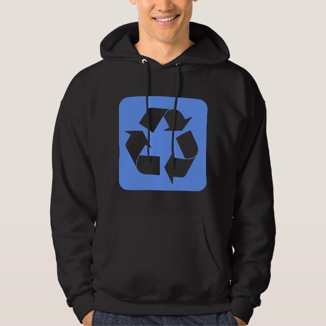 Moletom Com Capuz Sinal de reciclagem - Azul-bebê (Frente)