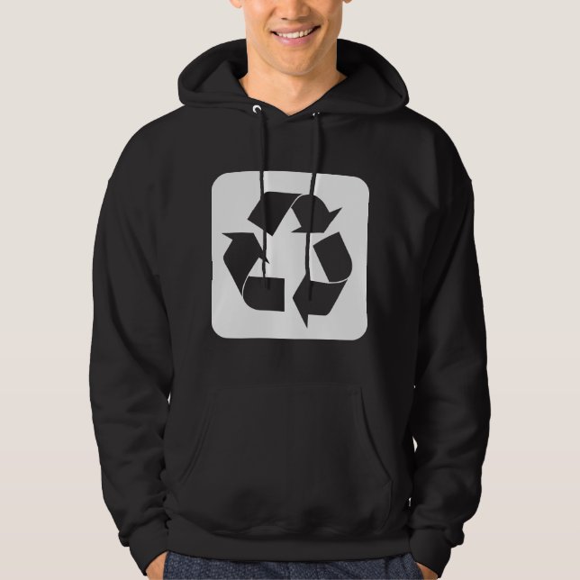 Moletom Com Capuz Sinal de reciclagem - Branco (Frente)