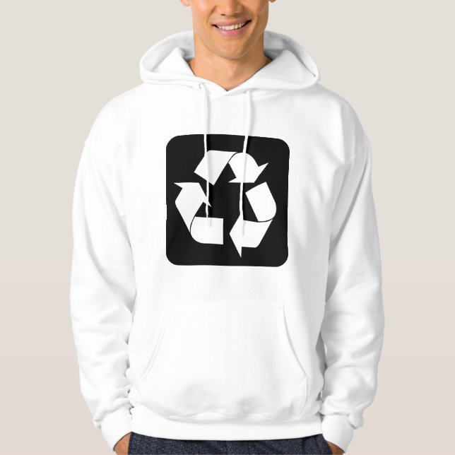 Moletom Com Capuz Sinal de reciclagem - Preto (Frente)