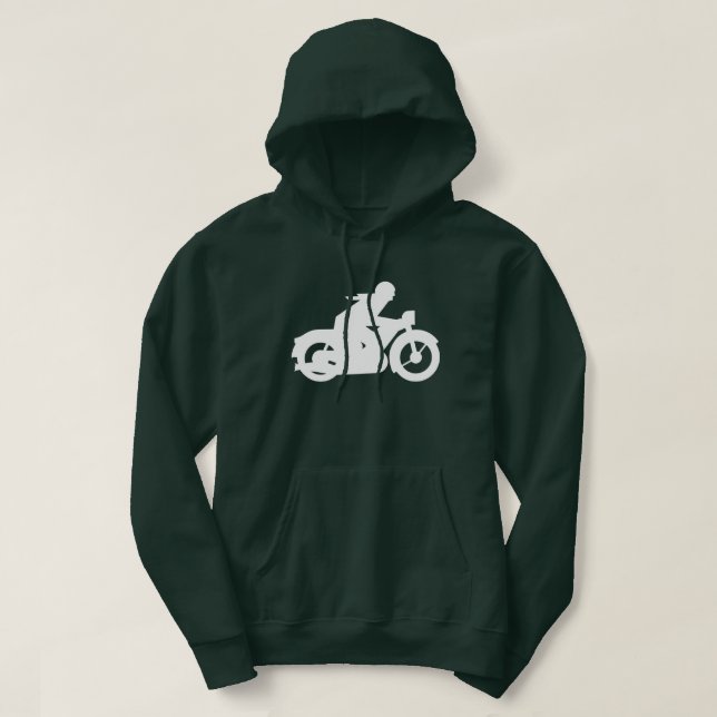 Moletom Com Capuz Sinal de Silhouette de motocicleta (Frente do Design)