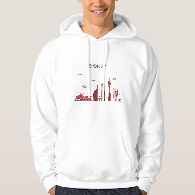 Moletom Com Capuz Skyline do Doodle de Sydney, Austrália | (Frente)
