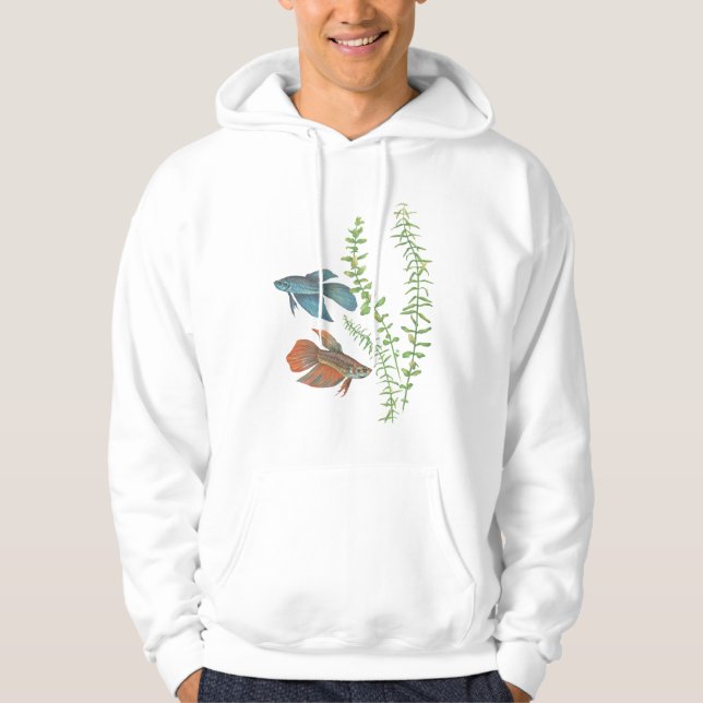 Moletom Com Capuz Splendens de Betta e branco indica de Rotala (Frente)