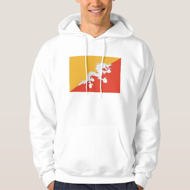 Moletom Com Capuz Sweatshirt Hooded com bandeira do Butão (Frente)