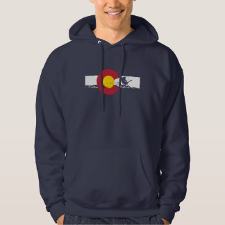 Moletom Com Capuz T-shirt da bandeira de Colorado - esquiador - cruz