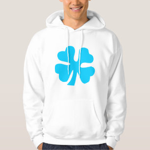 Moletom Com Capuz Trevo de Quatro Folhas - Azul Céu