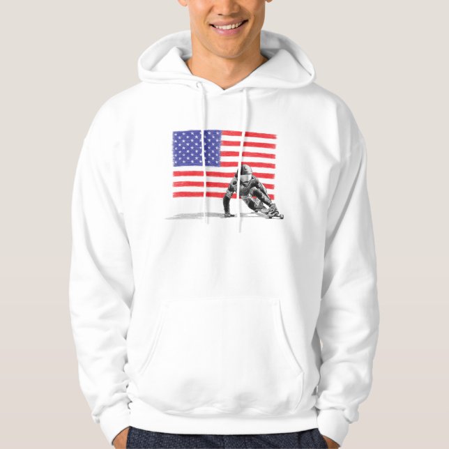 Moletom Com Capuz U.S.A. t-shirt do dwonhill da bandeira (Frente)