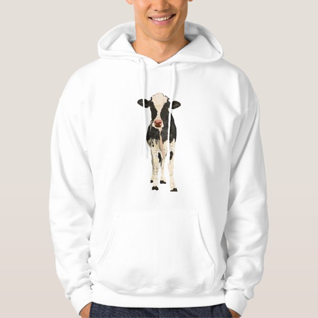 Moletom Com Capuz Vaca Hoody do ônix & do marfim (Frente)