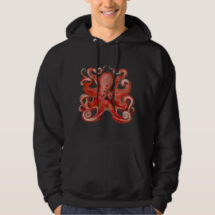 Moletom Com Capuz Vermelho Octopus Haeckel