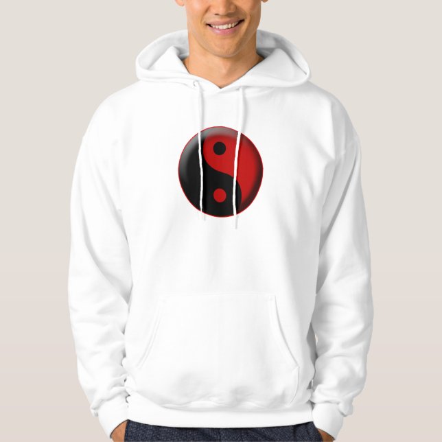 Moletom Com Capuz VERMELHO PRETO 3D de YIN YANG (Frente)