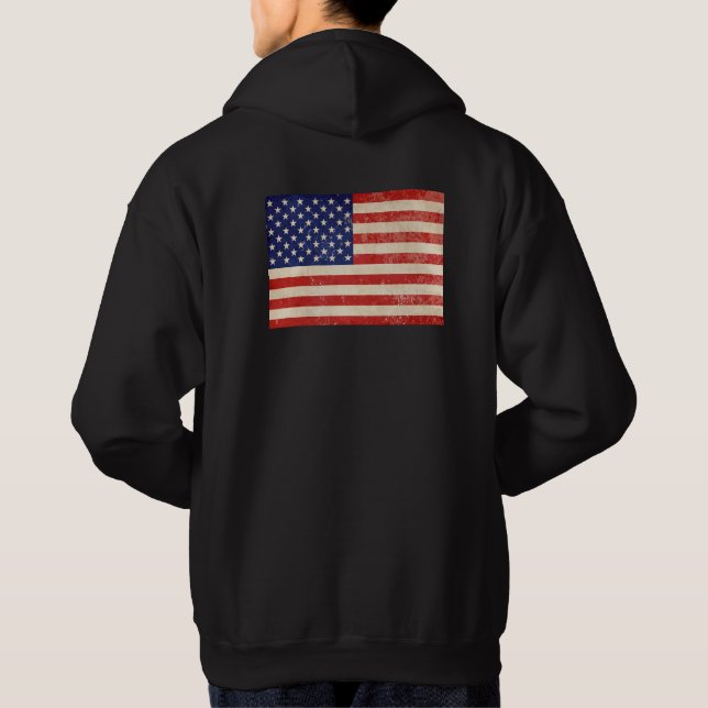 Moletom Com Capuz Vintage - Bandeira Americana Incomodada (Verso)
