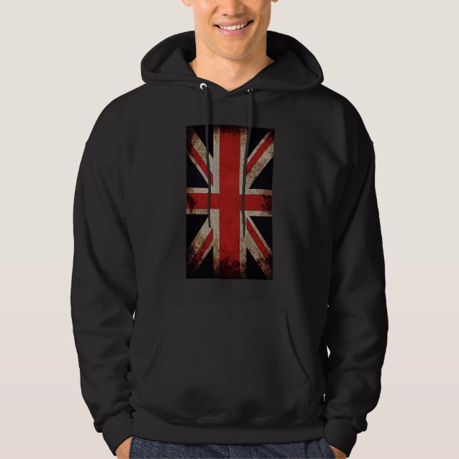 Moletom Com Capuz Vintage Grunge UK Flag (Frente)