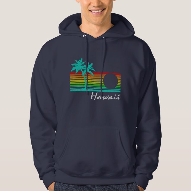 Moletom Com Capuz Vintage Havaí - design afligido (Frente)