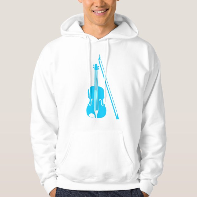 Moletom Com Capuz Violino - Azul-Céu (Frente)