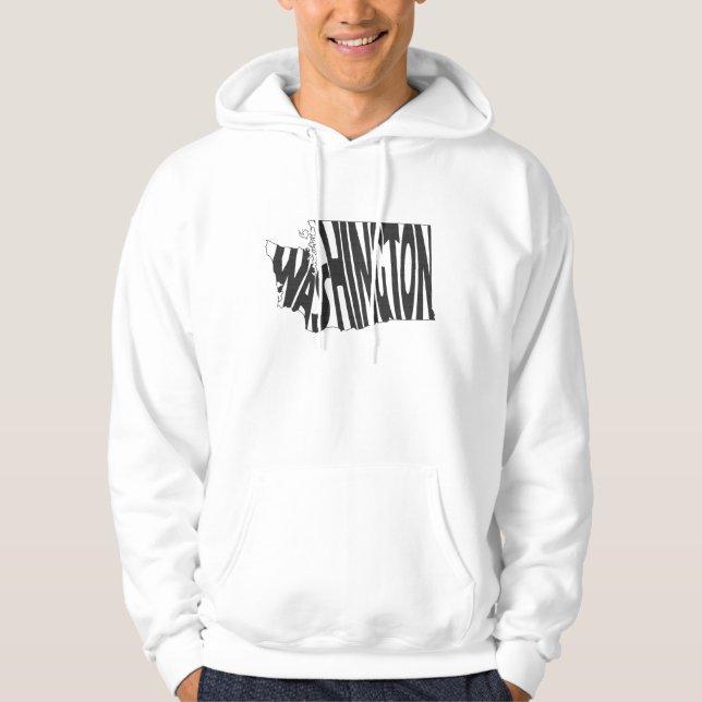 Moletom Com Capuz Washington Name Black Word Art Washington (Frente)