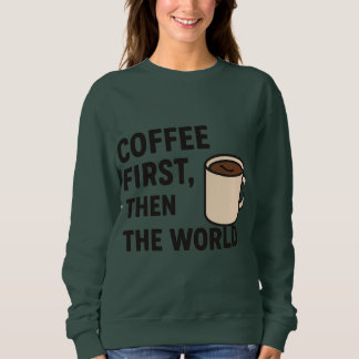 Moletom com Citação de Café Feminino