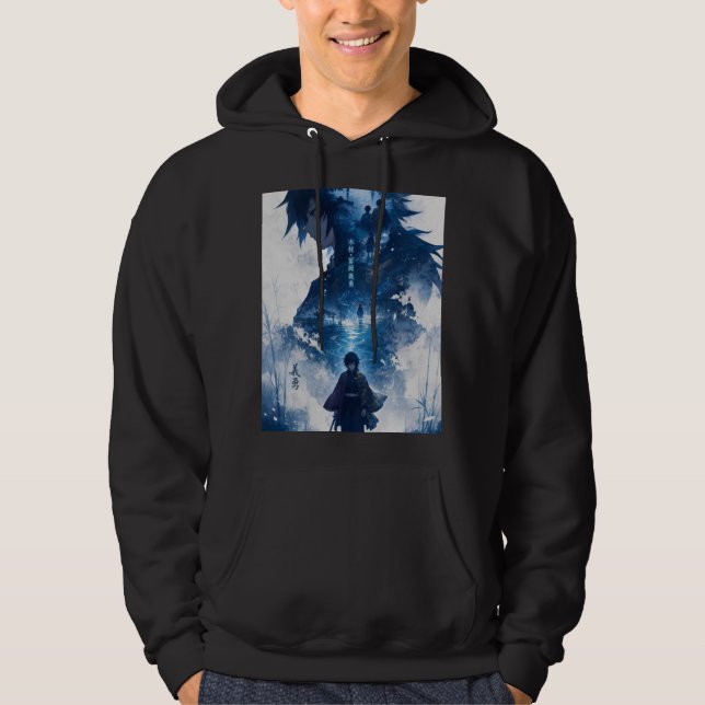 Moletom com Estilo de Aquarela de Anime Escuro – F (Frente)