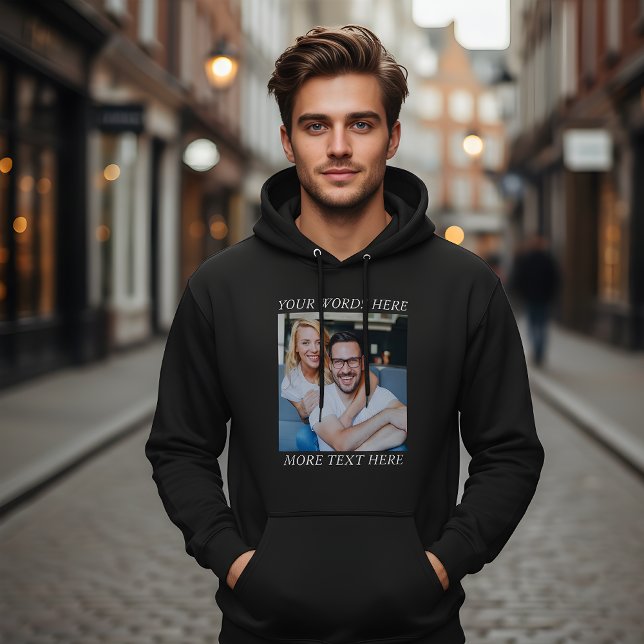 Moletom com Gráfico de Foto Personalizada e Texto (Criador carregado)