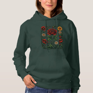 Moletom com Jardim de Rosa Floral Vintage e Papoul