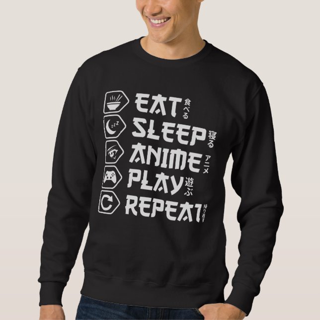 Moletom Coma Dormir Anime Jogar Repetir Estilo de Vida Ota (Frente)