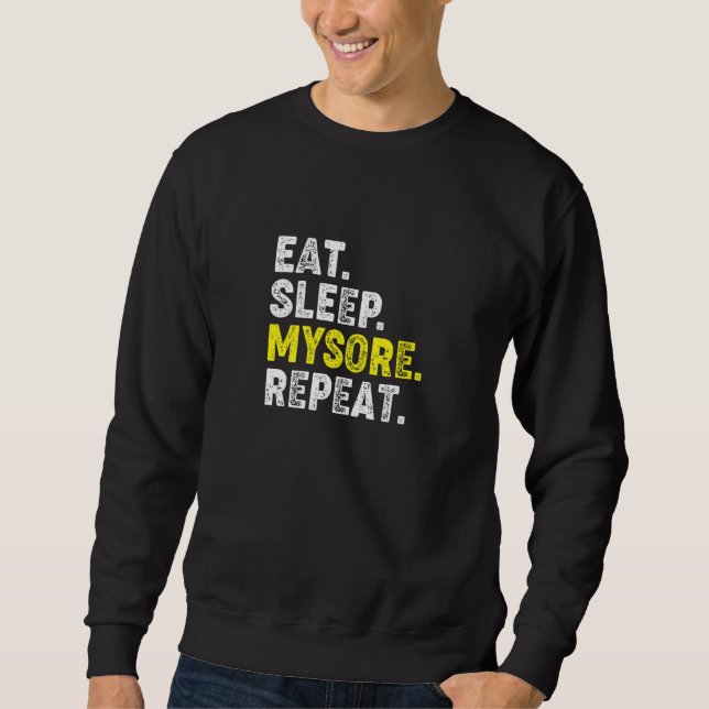 Moletom Coma Dormir Mysore Yoga Repetir! Divertida Frase d (Frente)