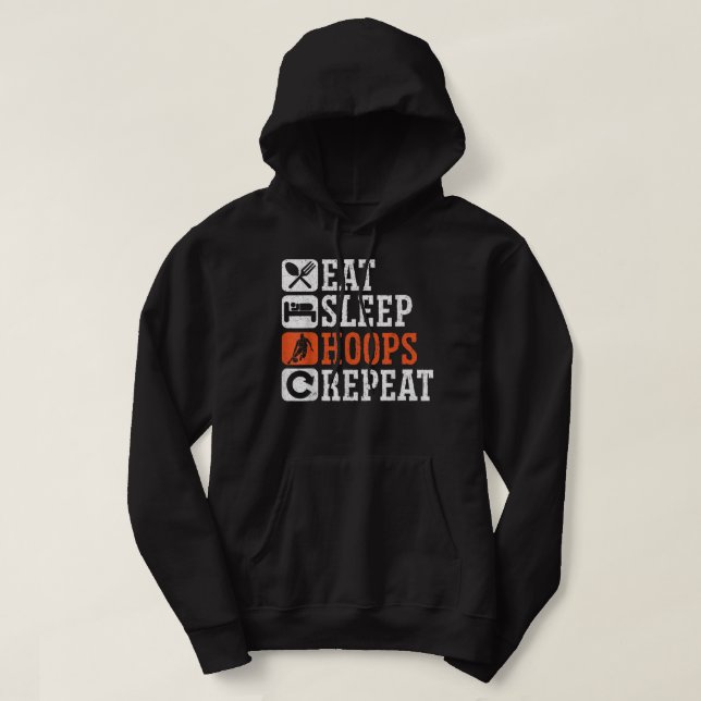 Moletom Come Sleep Hoops Repetir Hoop de Basquete Junkie S (Frente do Design)